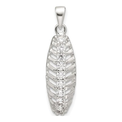 Sterling Silver CZ Leaf Slide Pendant