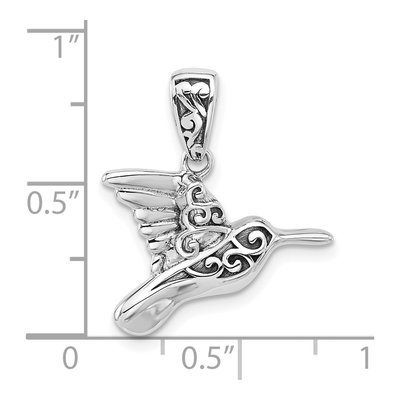 Sterling Silver Oxidized Hummingbird Pendant – view 4