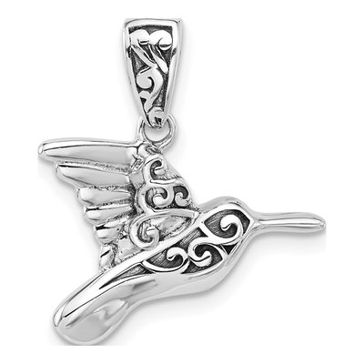 Sterling Silver Oxidized Hummingbird Pendant