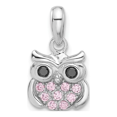 Sterling Silver CZ Owl Pendant