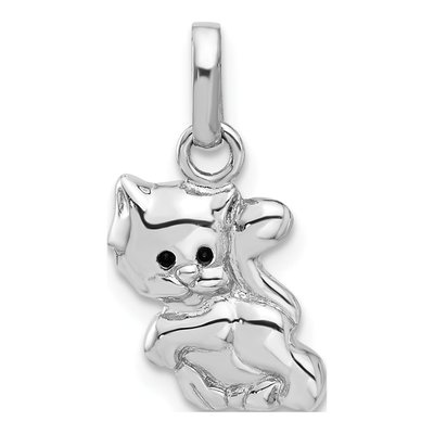 Sterling Silver Enameled Cat Pendant