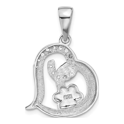 Sterling Silver CZ Paw Print Heart Pendant – view 4
