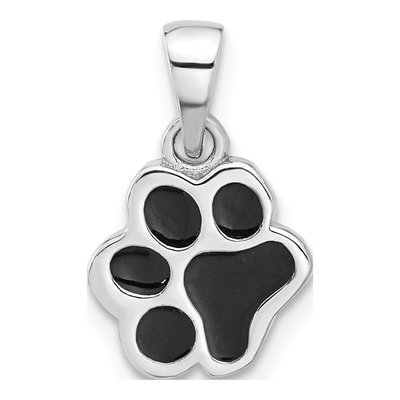 Sterling Silver Enameled Dog Paw Pendant