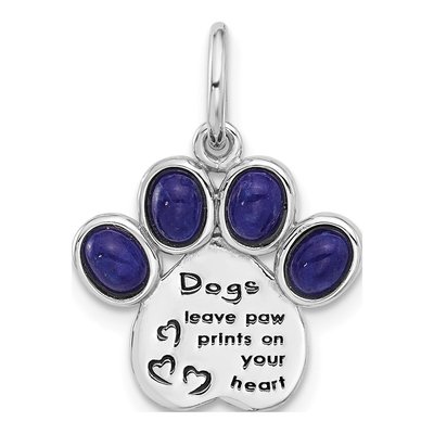 Sterling Silver Lapis Lazuli Paw Print Pendant