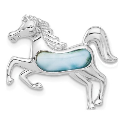 Sterling Silver Larimar Horse Slide Pendant