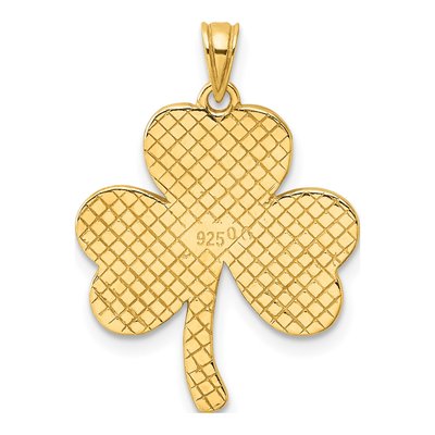 Gold-Plated Sterling Silver Glitter Clover Pendant – view 4