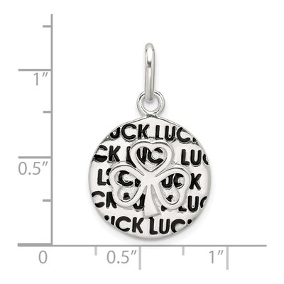 Sterling Silver Enamel 'luck' Clover Pendant – view 5