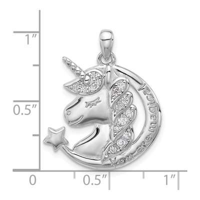 Sterling Silver CZ Unicorn 'you Are Magical' Pendant – view 5