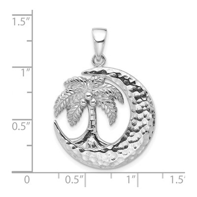 Sterling Silver Palm Tree Crescent Moon Pendant – view 5