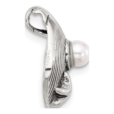 Sterling Silver Simulated Pearl Seashell Slide Pendant – view 2