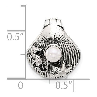 Sterling Silver Simulated Pearl Seashell Slide Pendant – view 4