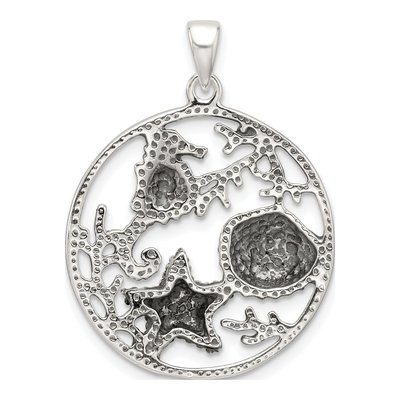 Sterling Silver Sea Life Circle Pendant – view 4