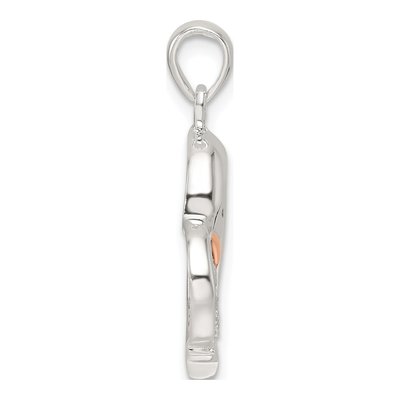Sterling Silver CZ Dolphin Heart Pendant – view 3