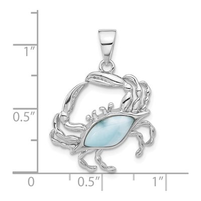 Sterling Silver Larimar Crab Pendant – view 4