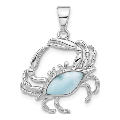 Sterling Silver Larimar Crab Pendant