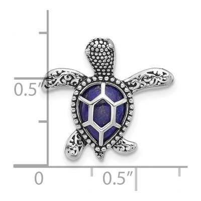 Sterling Silver Lapis Turtle Slide Pendant – view 5