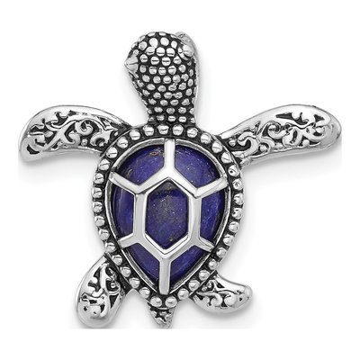 Sterling Silver Lapis Turtle Slide Pendant