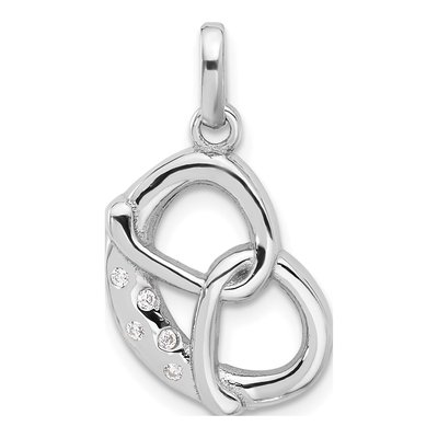 Sterling Silver CZ Pretzel Pendant