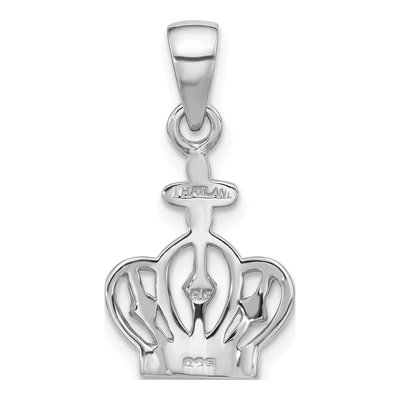 Sterling Silver Crown & Cross Pendant, Polished – view 4