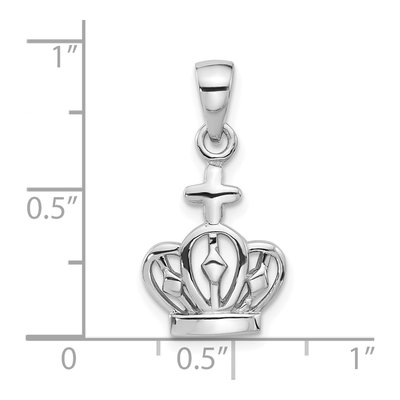 Sterling Silver Crown & Cross Pendant, Polished – view 5