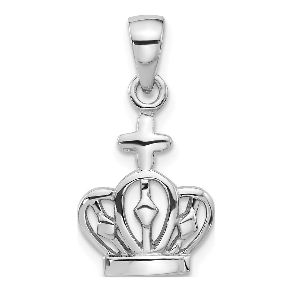 Sterling Silver Crown & Cross Pendant, Polished