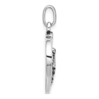 Sterling Silver CZ Caduceus Heart Wings Pendant – view 3