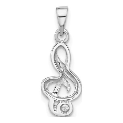Sterling Silver CZ Treble Clef Pendant – view 4