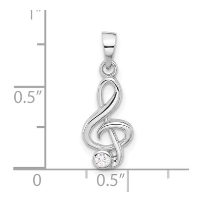 Sterling Silver CZ Treble Clef Pendant – view 5