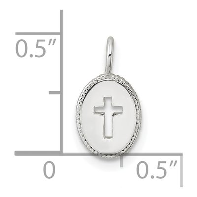 Sterling Silver Small Oval Cross Pendant – view 5