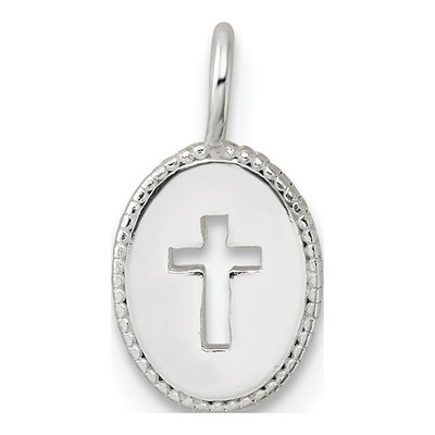 Sterling Silver Small Oval Cross Pendant