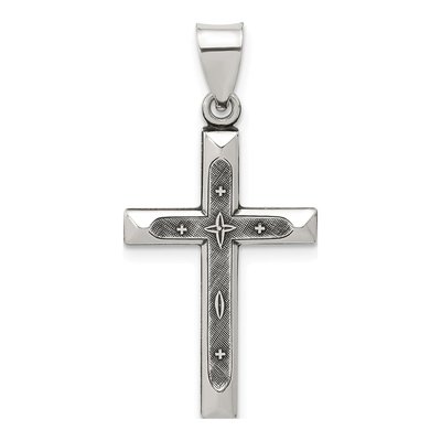 Sterling Silver Antiqued Textured Cross Pendant
