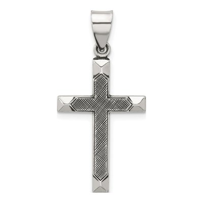 Sterling Silver Antiqued Textured Cross Pendant