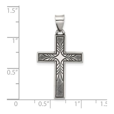 Sterling Silver Antiqued Textured Cross Pendant – view 4