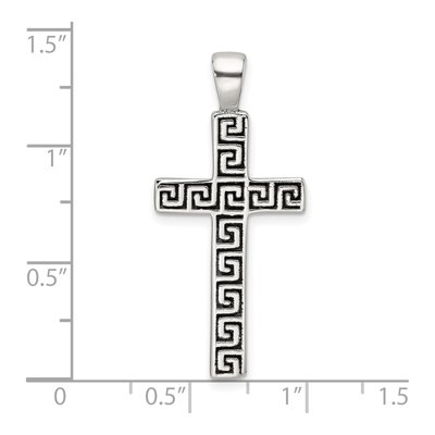 Sterling Silver Greek Key Latin Cross Pendant – view 5