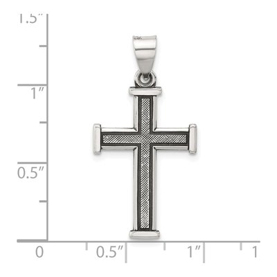 Sterling Silver Antiqued Textured Cross Pendant – view 5