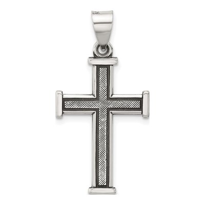 Sterling Silver Antiqued Textured Cross Pendant