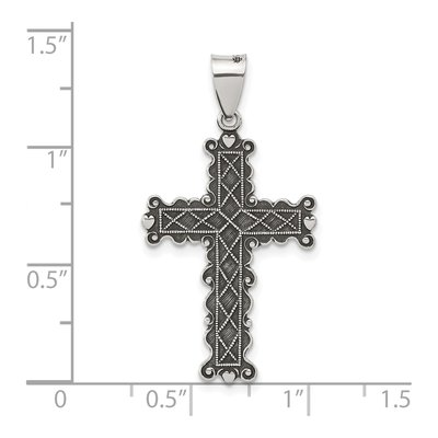 Sterling Silver Antiqued Textured Cross Pendant – view 4