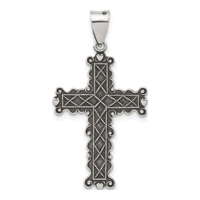 Sterling Silver Antiqued Textured Cross Pendant