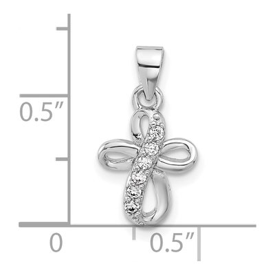 Sterling Silver CZ Small Cross Pendant – view 5
