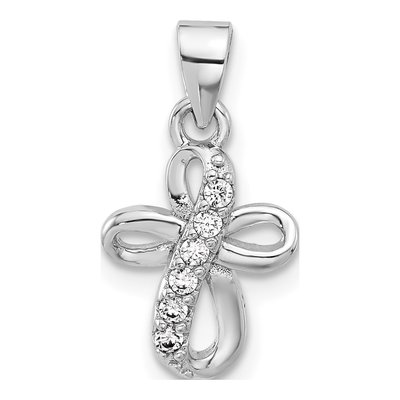 Sterling Silver CZ Small Cross Pendant