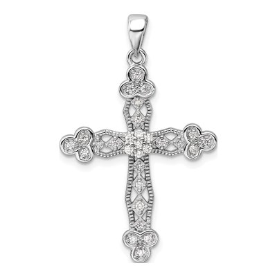 Sterling Silver CZ Cross Pendant