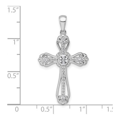 Sterling Silver CZ Cross Pendant – view 5