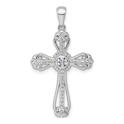 Sterling Silver CZ Cross Pendant