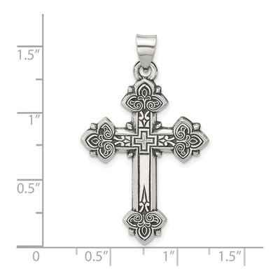 Sterling Silver Antiqued Budded Cross Pendant – view 4