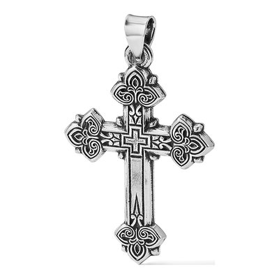 Sterling Silver Antiqued Budded Cross Pendant – view 5