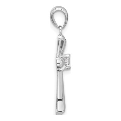 Sterling Silver CZ Budded Cross Pendant – view 3