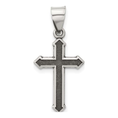 Sterling Silver Antiqued Textured Cross Pendant