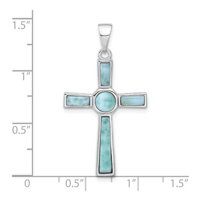 Sterling Silver Larimar Cross Pendant – view 5