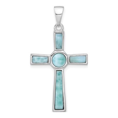 Sterling Silver Larimar Cross Pendant