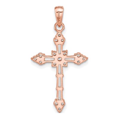 Rose Gold-Plated Sterling Silver CZ Cross Pendant – view 3